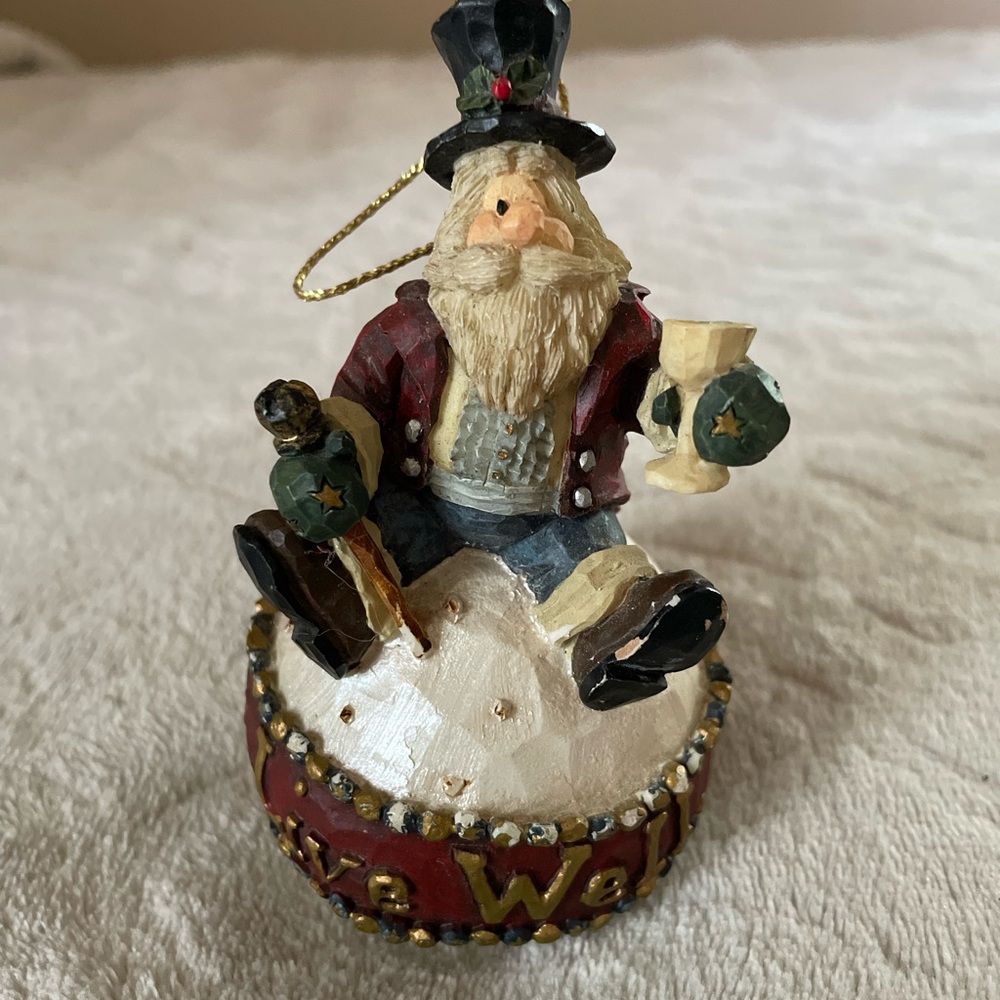 Festive Santa Holiday Ornament - Red and White